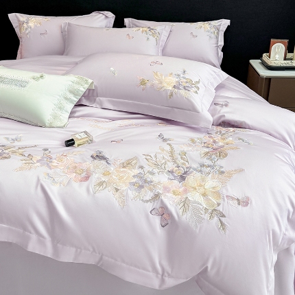 91家纺网 家纺一手货源 找家纺 （总）春夏新品高档礼盒装50*50S贡缎长绒棉刺绣花四件套100%纯棉全棉床单床笠款量大价优