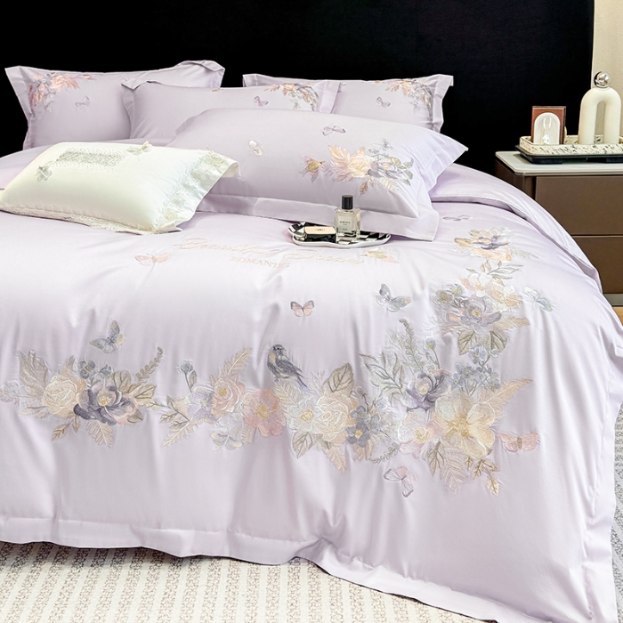 91家纺网 家纺一手货源 找家纺 （总）春夏新品高档礼盒装50*50S贡缎长绒棉刺绣花四件套100%纯棉全棉床单床笠款量大价优