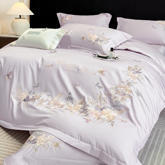 91家纺网 家纺一手货源 找家纺 （总）春夏新品高档礼盒装50*50S贡缎长绒棉刺绣花四件套100%纯棉全棉床单床笠款量大价优