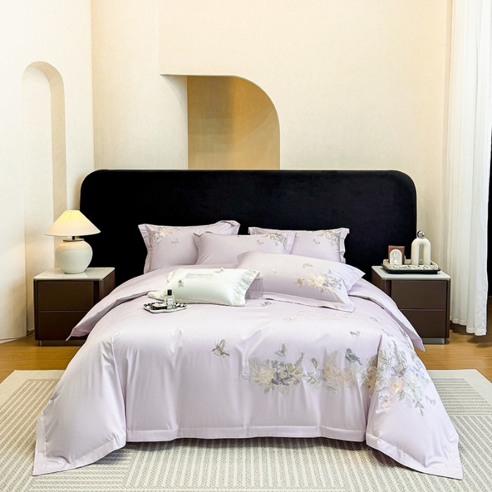 91家纺网 家纺一手货源 找家纺 （总）春夏新品高档礼盒装50*50S贡缎长绒棉刺绣花四件套100%纯棉全棉床单床笠款量大价优