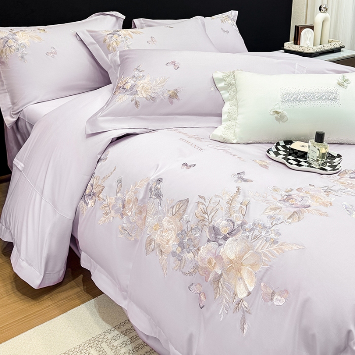 91家纺网 家纺一手货源 找家纺 （总）春夏新品高档礼盒装50*50S贡缎长绒棉刺绣花四件套100%纯棉全棉床单床笠款量大价优