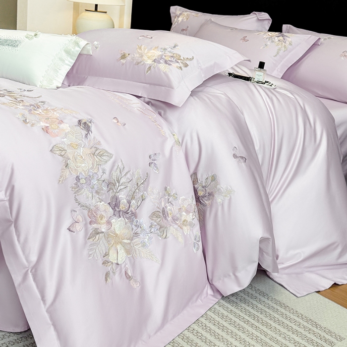 91家纺网 家纺一手货源 找家纺 （总）春夏新品高档礼盒装50*50S贡缎长绒棉刺绣花四件套100%纯棉全棉床单床笠款量大价优