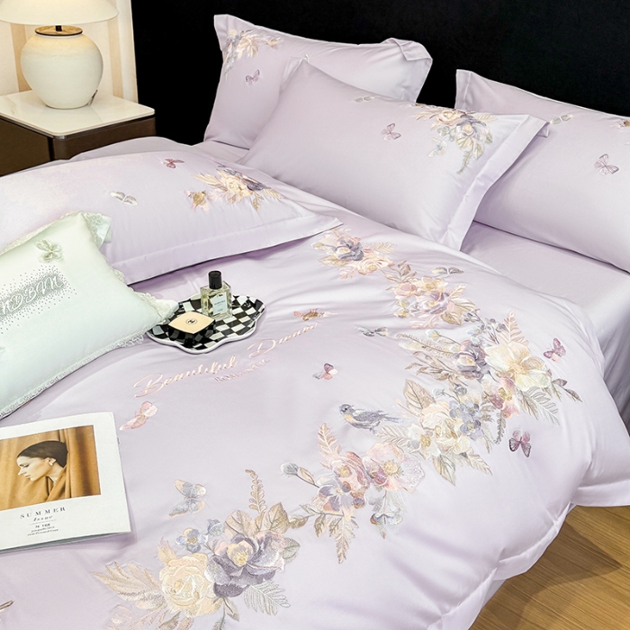 91家纺网 家纺一手货源 找家纺 （总）春夏新品高档礼盒装50*50S贡缎长绒棉刺绣花四件套100%纯棉全棉床单床笠款量大价优