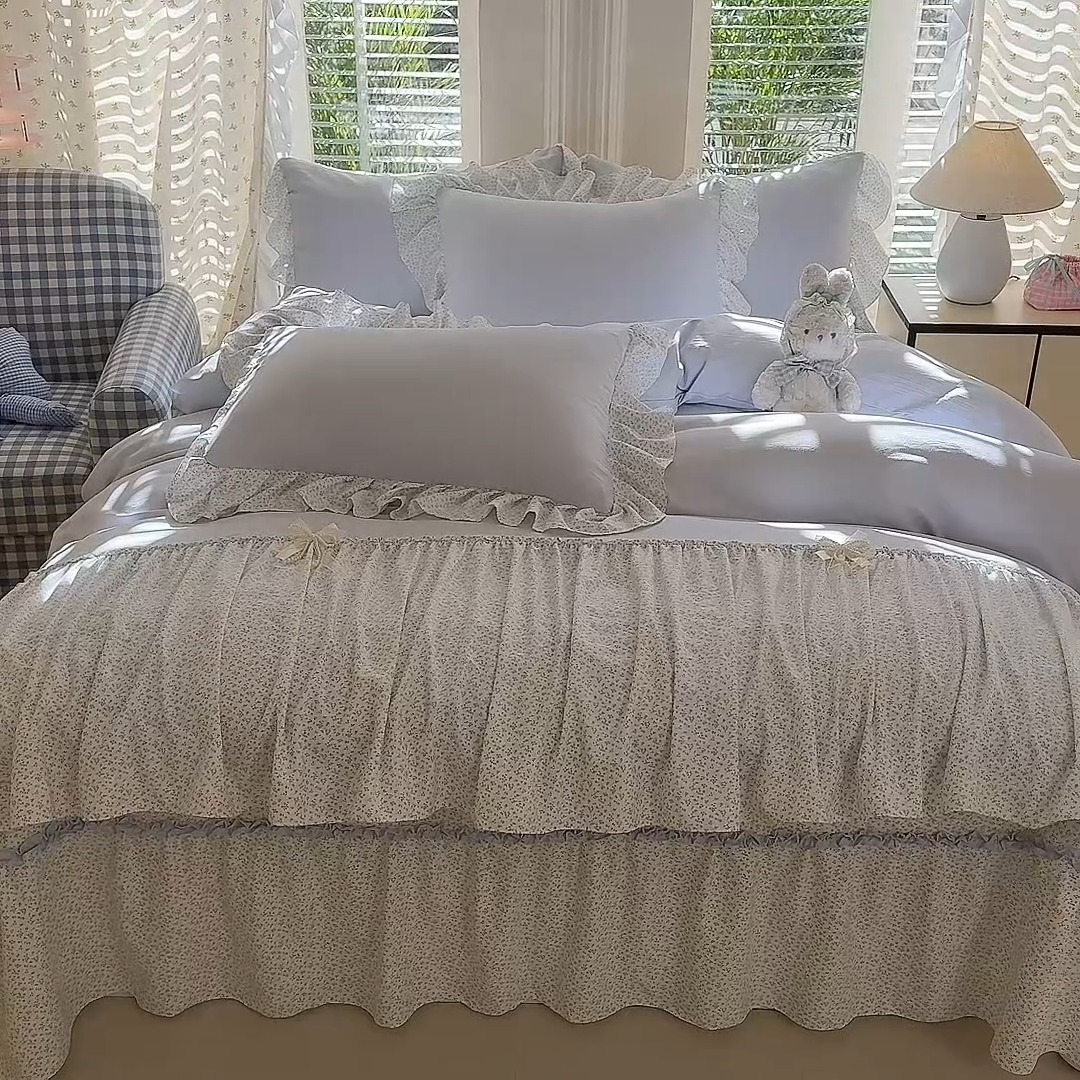 91家纺网 家纺一手货源 找家纺 （总）苏米娜家纺SUMINA 2026新款春夏超柔云朵棉床盖款四件套-艾洛花园系列