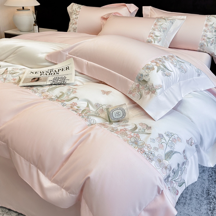 91家纺网 家纺一手货源 找家纺 （总）星蕴家纺 2026新款50贡缎长绒棉纯棉绣花四件套-花瑾