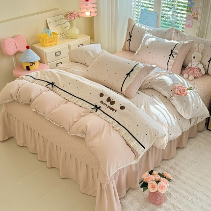 91家纺网 家纺一手货源 找家纺 （总）漫布云家纺SUMINA 2026新款春夏古法水洗棉床盖款四件套-波点系列