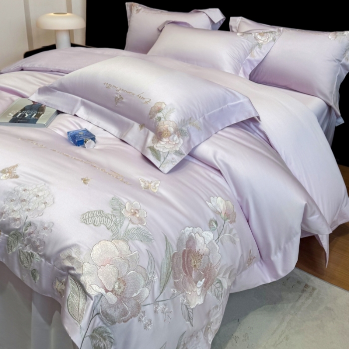 91家纺网 家纺一手货源 找家纺 （总）星蕴家纺 2026新款贡缎50长绒棉绣花四件套-玛格丽