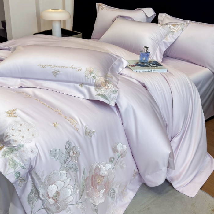 91家纺网 家纺一手货源 找家纺 （总）星蕴家纺 2026新款贡缎50长绒棉绣花四件套-玛格丽