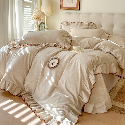 （总）亲亲公主 2026新款法式棉麻四件套-焦糖玛奇朵（券后不低于318元）