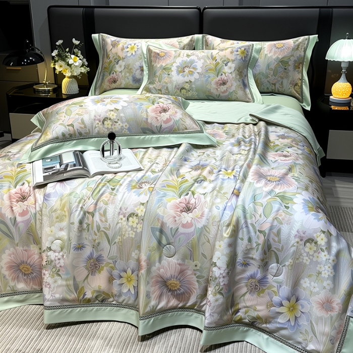 91家纺网 家纺一手货源 找家纺 （总）欧夏家纺 2026新款兰精天丝数码印花镂空夏被空调被夏凉被薄被子可机洗