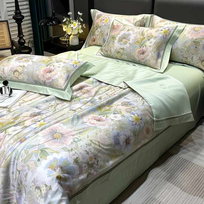 91家纺网 家纺一手货源 找家纺 （总）欧夏家纺 2026新款兰精天丝数码印花镂空夏被空调被夏凉被薄被子可机洗