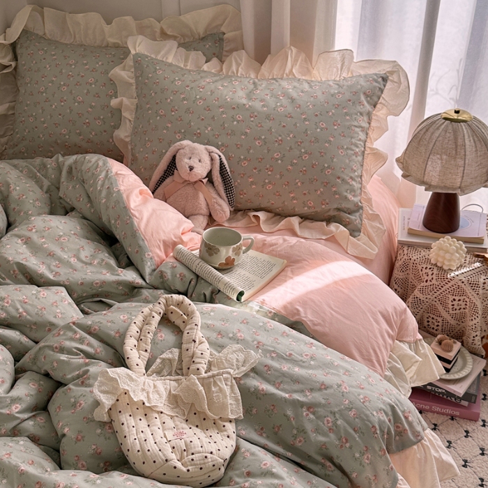 91家纺网 家纺一手货源 找家纺 （总）艾咪-Amy ntmy 2026新款法式田园风全棉纯棉花边款四件套