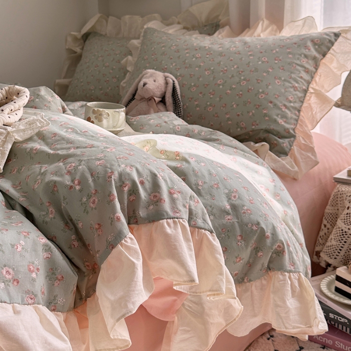 91家纺网 家纺一手货源 找家纺 （总）艾咪-Amy ntmy 2026新款法式田园风全棉纯棉花边款四件套