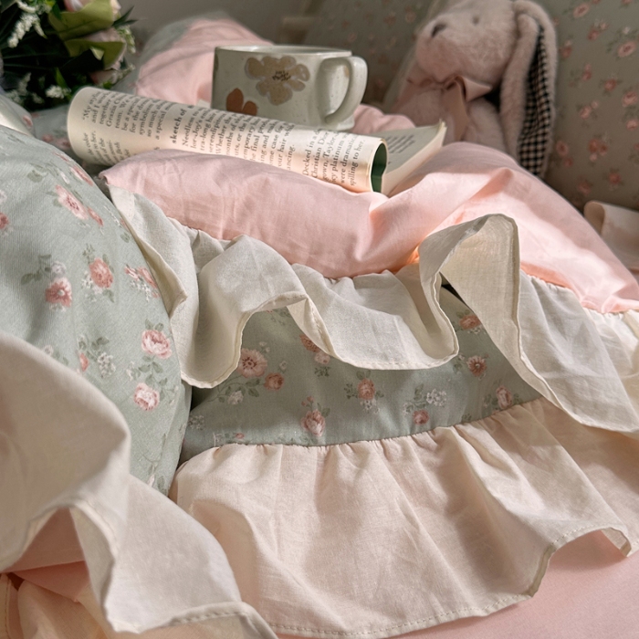 91家纺网 家纺一手货源 找家纺 （总）艾咪-Amy ntmy 2026新款法式田园风全棉纯棉花边款四件套