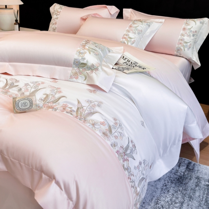 91家纺网 家纺一手货源 找家纺 （总）星蕴家纺 2026新款50贡缎长绒棉纯棉绣花四件套-花瑾