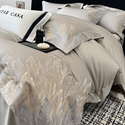 （总）2026新款长绒棉贡缎全棉纯棉刺绣四件套 栖悦