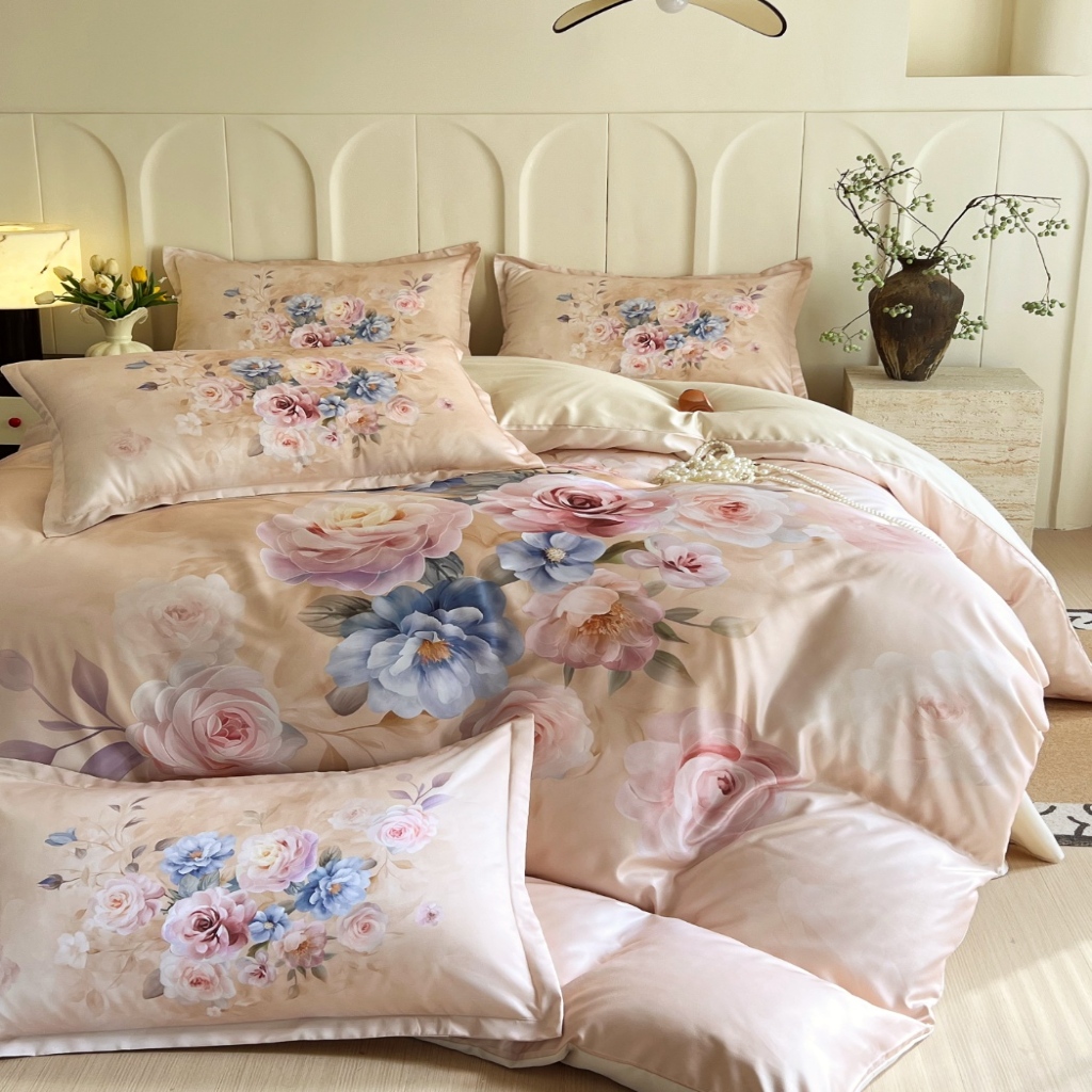 91家纺网 家纺一手货源 找家纺 （总）水洗天丝数码印花  花卉系列天丝四件套团购促销礼品会销礼盒装