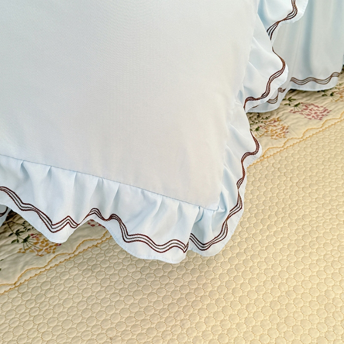 91家纺网 家纺一手货源 找家纺 （总）专柜品质苏米娜家纺2026春夏韩版法式公主风水洗棉床盖款多功能二合一被套 夏被床盖四件套--花颜系列 花颜-梦幻蓝 