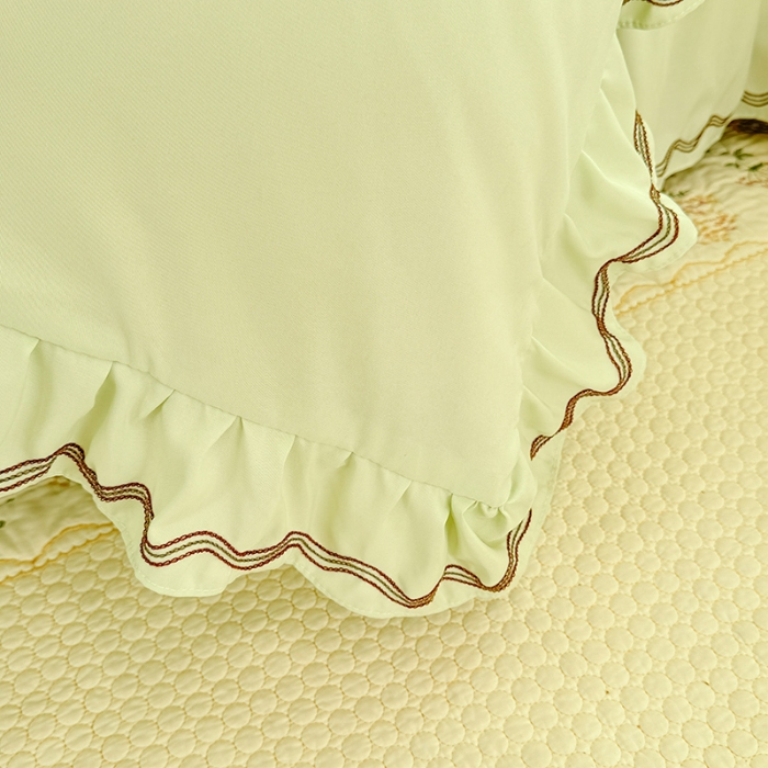 91家纺网 家纺一手货源 找家纺 （总）专柜品质苏米娜家纺2026春夏韩版法式公主风水洗棉床盖款多功能二合一被套 夏被床盖四件套--花颜系列 花颜-嫩芽绿 