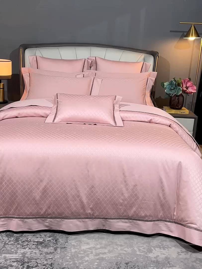 91家纺网 家纺一手货源 找家纺 100S100支全棉提花四件套长绒棉可定制直播爆款外贸