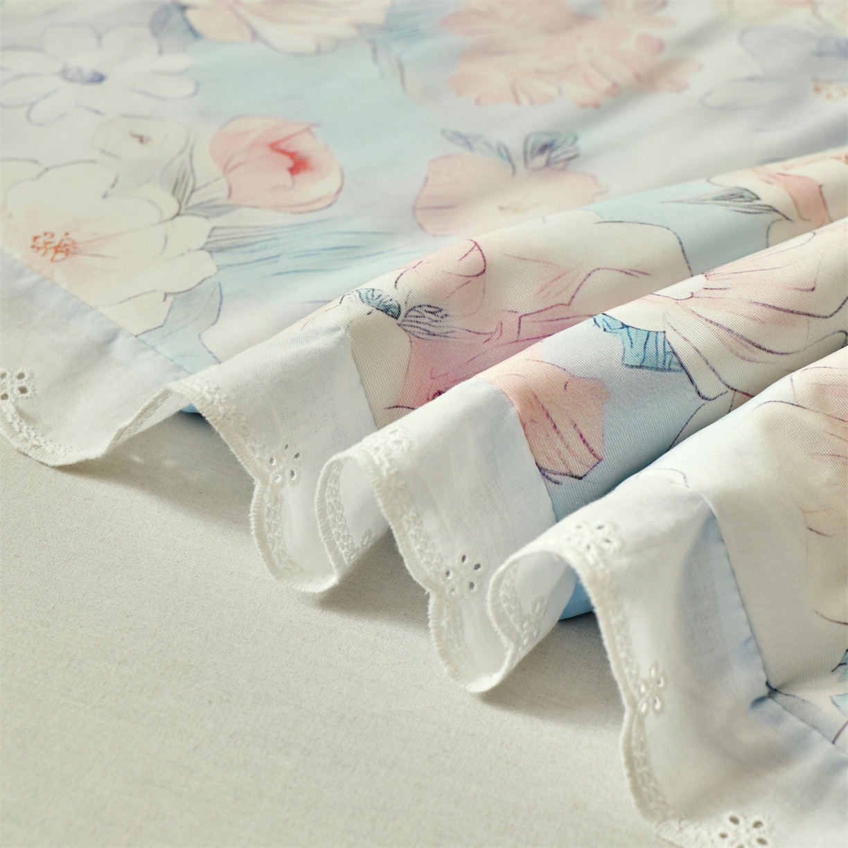 91家纺网 家纺一手货源 找家纺 （总）全棉镂空花边针织凉感夏被 凉感丝夏被 夏凉被 空调被 小清新 小碎花 公主风 全棉 纯棉 针织夏被