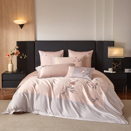 91家纺网 家纺一手货源 找家纺 （总）50S50支长绒棉刺绣四件套专版花型独家特供直播爆款