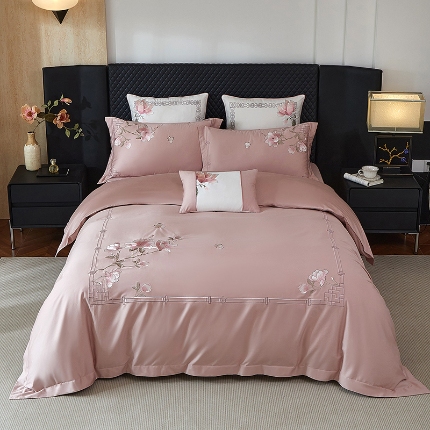 91家纺网 家纺一手货源 找家纺 （总）50S50支长绒棉刺绣四件套专版花型独家特供直播爆款