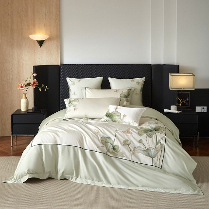 91家纺网 家纺一手货源 找家纺 （总）50S50支长绒棉刺绣四件套专版花型独家特供直播爆款