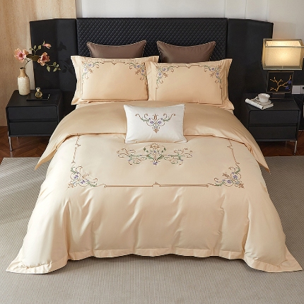 91家纺网 家纺一手货源 找家纺 （总）50S50支长绒棉刺绣四件套专版花型独家特供直播爆款