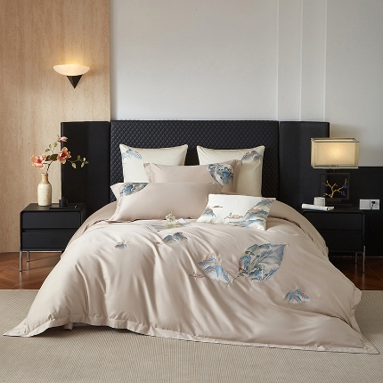 91家纺网 家纺一手货源 找家纺 （总）50S50支长绒棉刺绣四件套专版花型独家特供直播爆款