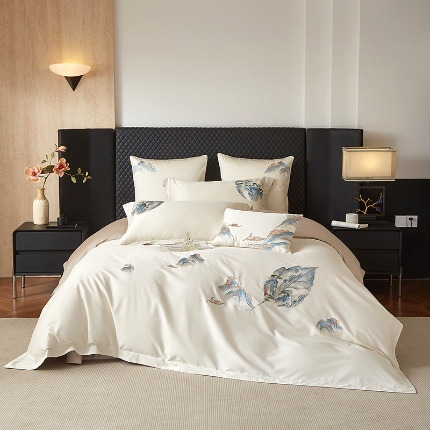 91家纺网 家纺一手货源 找家纺 （总）50S50支长绒棉刺绣四件套专版花型独家特供直播爆款