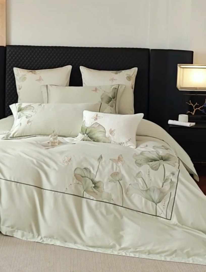 91家纺网 家纺一手货源 找家纺 （总）50S50支长绒棉刺绣四件套专版花型独家特供直播爆款