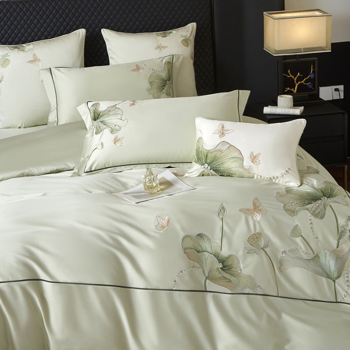 91家纺网 家纺一手货源 找家纺 （总）50S50支长绒棉刺绣四件套专版花型独家特供直播爆款