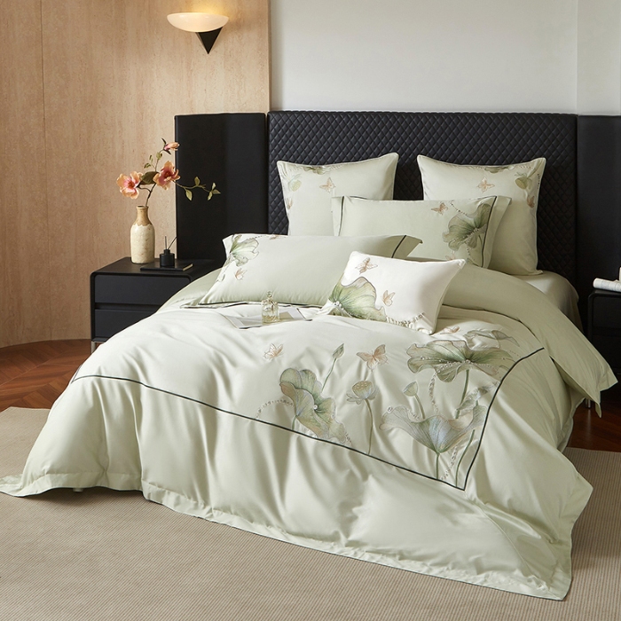 91家纺网 家纺一手货源 找家纺 （总）50S50支长绒棉刺绣四件套专版花型独家特供直播爆款