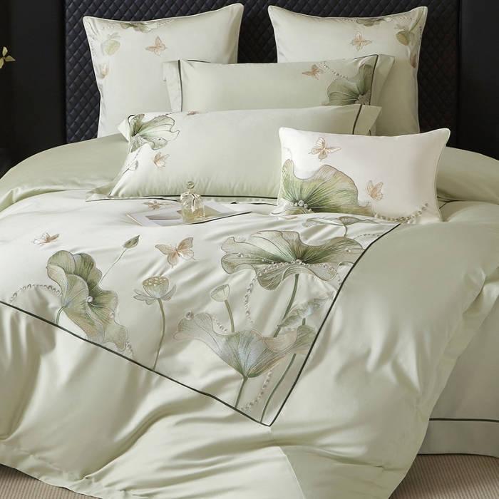 91家纺网 家纺一手货源 找家纺 （总）50S50支长绒棉刺绣四件套专版花型独家特供直播爆款