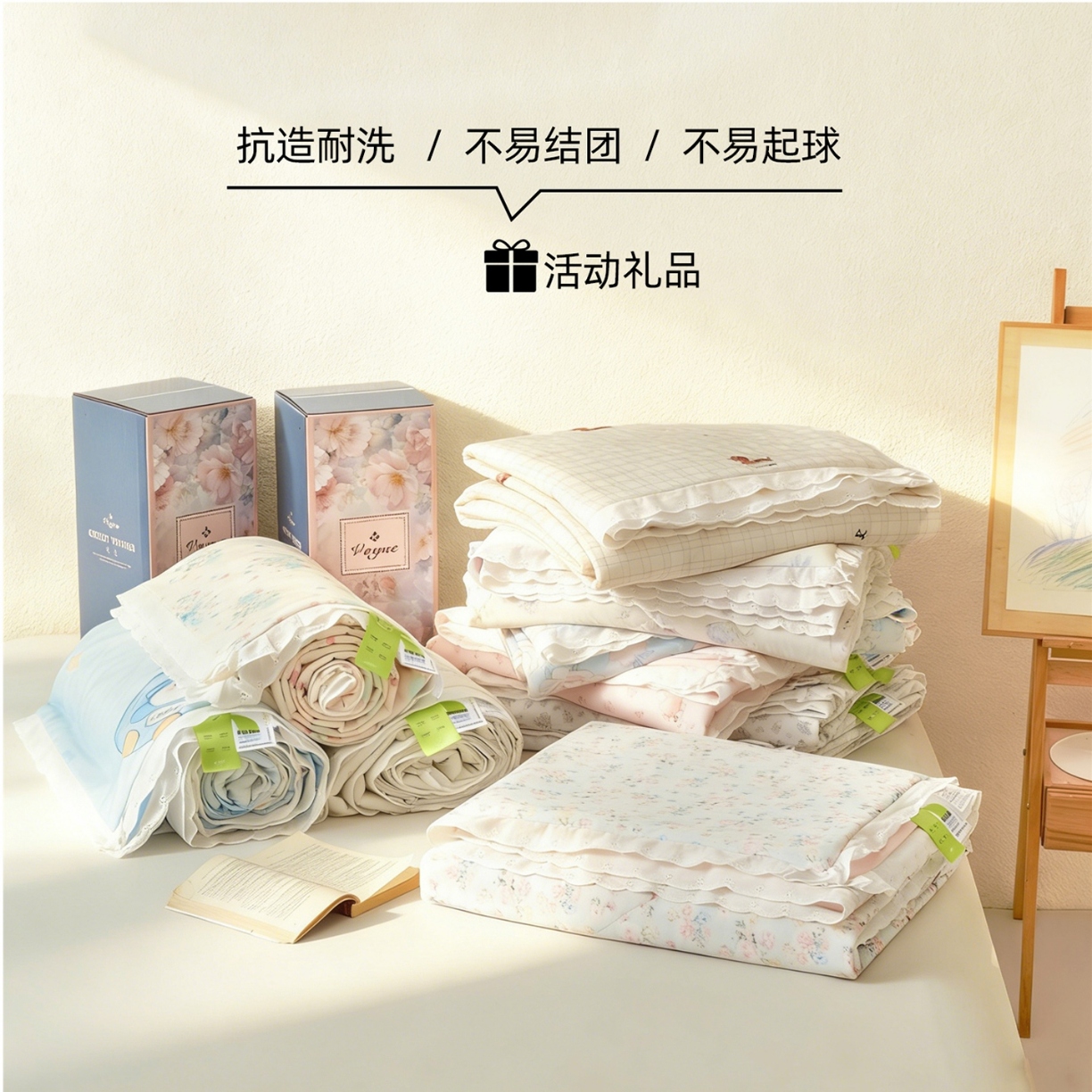 91家纺网 家纺一手货源 找家纺 （总）全棉镂空花边针织凉感夏被 针织被 凉感被凉感丝 夏凉被 空调被 小清新 小碎花 公主风