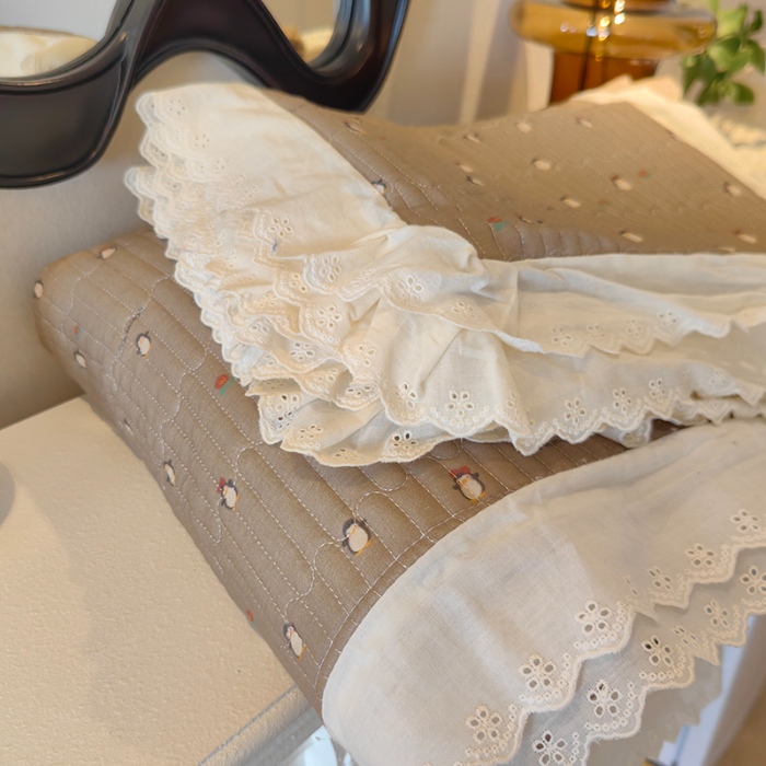 91家纺网 家纺一手货源 找家纺 （总）舒居家纺 2026新款全棉双层纱花边床盖单件床盖单品单床盖