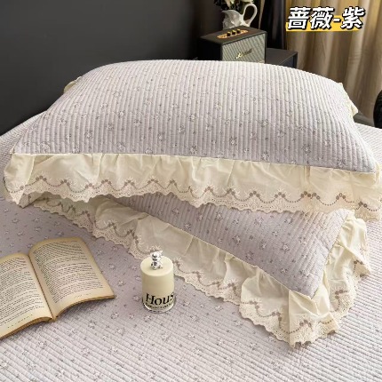 91家纺网 家纺一手货源 找家纺 （总）韩系花边全棉床盖三件套230*255cm纯棉加厚防滑床绗缝床盖