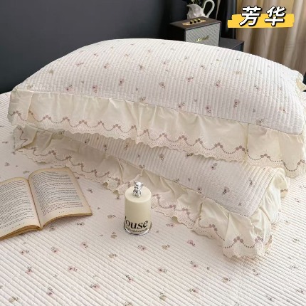 91家纺网 家纺一手货源 找家纺 （总）韩系花边全棉床盖三件套230*255cm纯棉加厚防滑床绗缝床盖