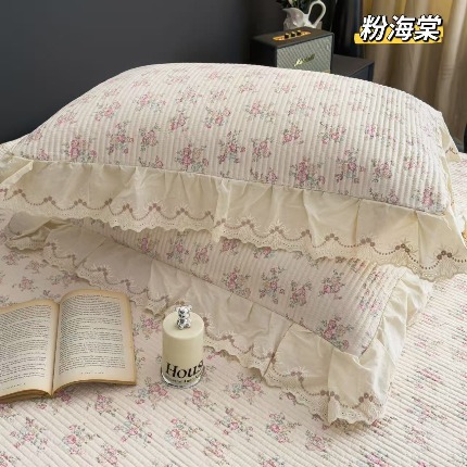 91家纺网 家纺一手货源 找家纺 （总）韩系花边全棉床盖三件套230*255cm纯棉加厚防滑床绗缝床盖