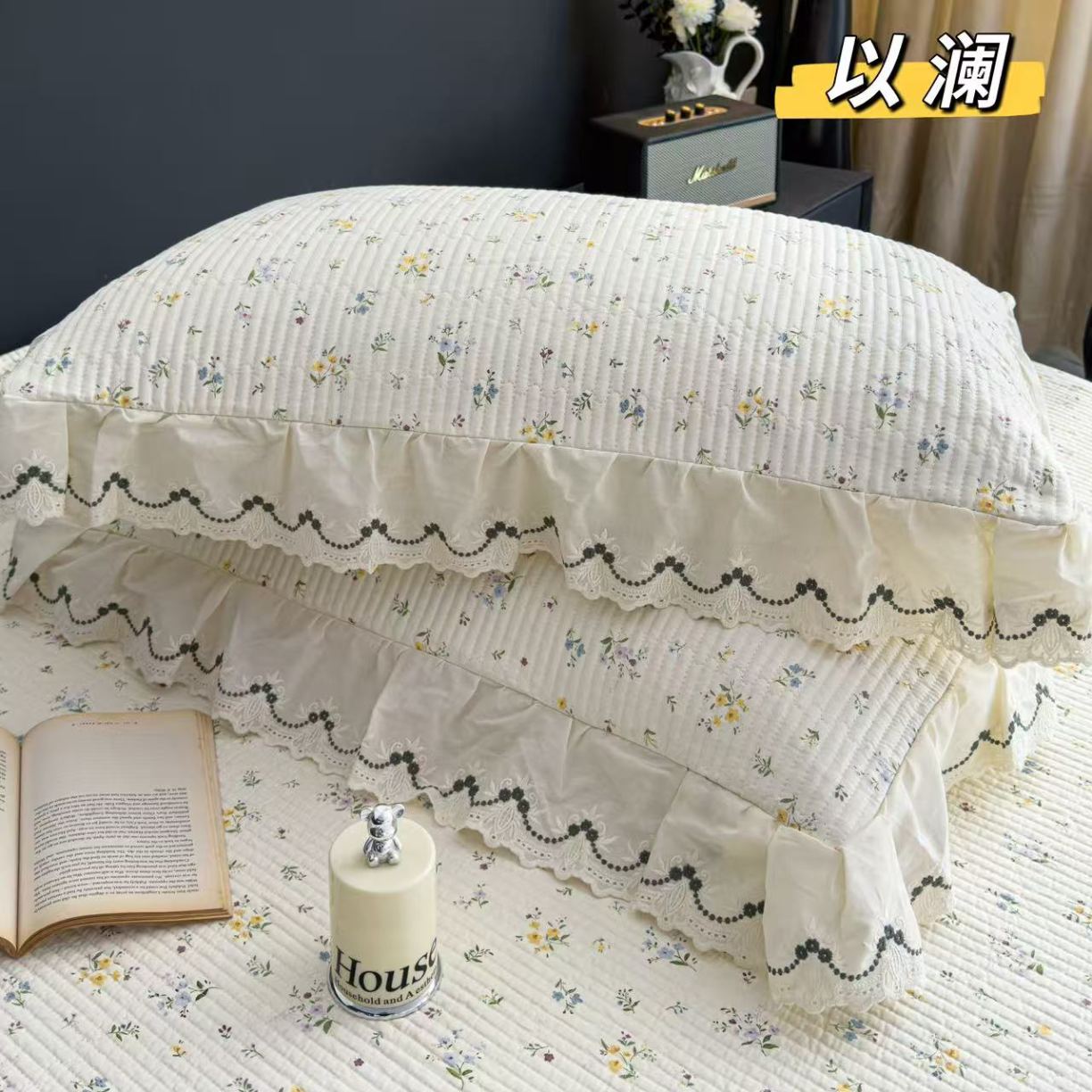 91家纺网 家纺一手货源 找家纺 （总）韩系花边全棉床盖三件套230*255cm纯棉加厚防滑床绗缝床盖