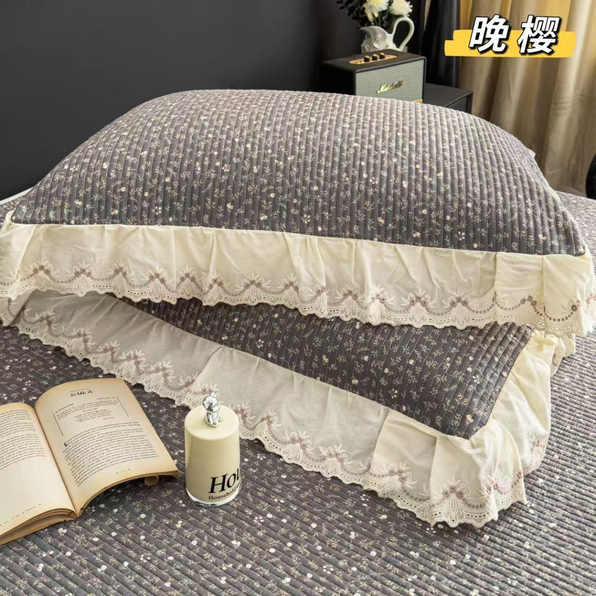 91家纺网 家纺一手货源 找家纺 （总）韩系花边全棉床盖三件套230*255cm纯棉加厚防滑床绗缝床盖