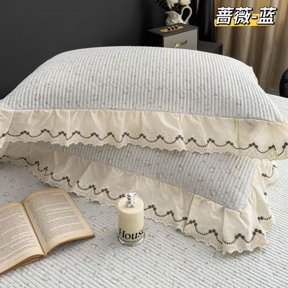 91家纺网 家纺一手货源 找家纺 （总）韩系花边全棉床盖三件套230*255cm纯棉加厚防滑床绗缝床盖