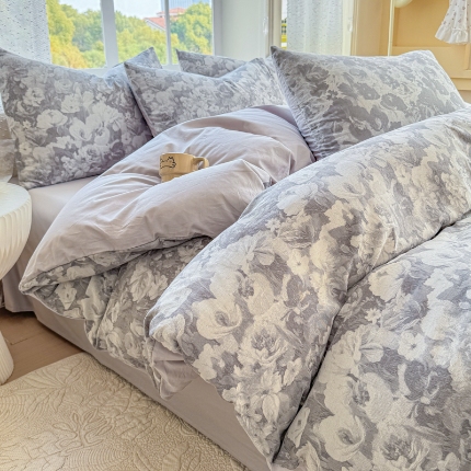 91家纺网 家纺一手货源 找家纺 （总）苏东来家纺 2026新款A类60支全棉长绒棉纯棉色织提花四件套水洗全棉纯棉厚织提花肌理棉麻被套四件套