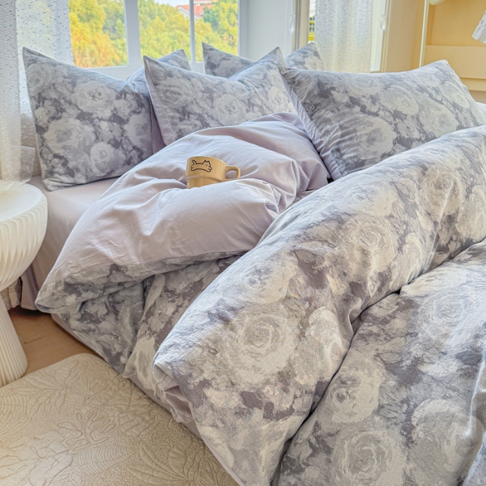 91家纺网 家纺一手货源 找家纺 （总）苏东来家纺 2026新款A类60支全棉长绒棉纯棉色织提花四件套水洗全棉纯棉厚织提花肌理棉麻被套四件套