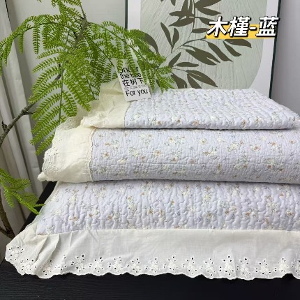 91家纺网 家纺一手货源 找家纺 （总）赫本纯棉床盖三件套 韩国碎花纯棉床盖三件套全棉夹棉床单花边可机洗