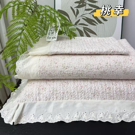 91家纺网 家纺一手货源 找家纺 （总）赫本纯棉床盖三件套 韩国碎花纯棉床盖三件套全棉夹棉床单花边可机洗
