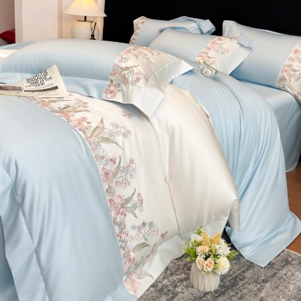 91家纺网 家纺一手货源 找家纺 （总）星蕴家纺 2026新款50贡缎长绒棉纯棉绣花四件套-花瑾