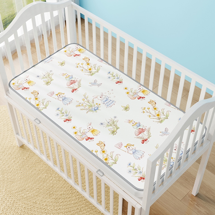 91家纺网 家纺一手货源 找家纺 2026款A类数码印花大版1100D水光冰丝凉席婴儿儿童新生小宝宝床幼儿园床拼接床冰丝席可机洗空调席