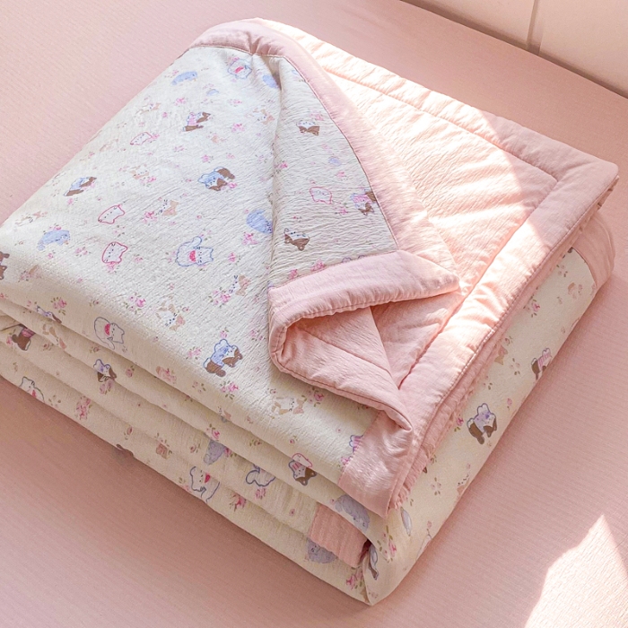 91家纺网 家纺一手货源 找家纺 （总）爱屋及屋 2026新款小清新双层纱宽包边棉花被夏凉被空调被夏被